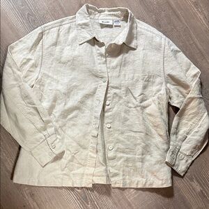 100% Linen Women's Beige Button Down Shirt